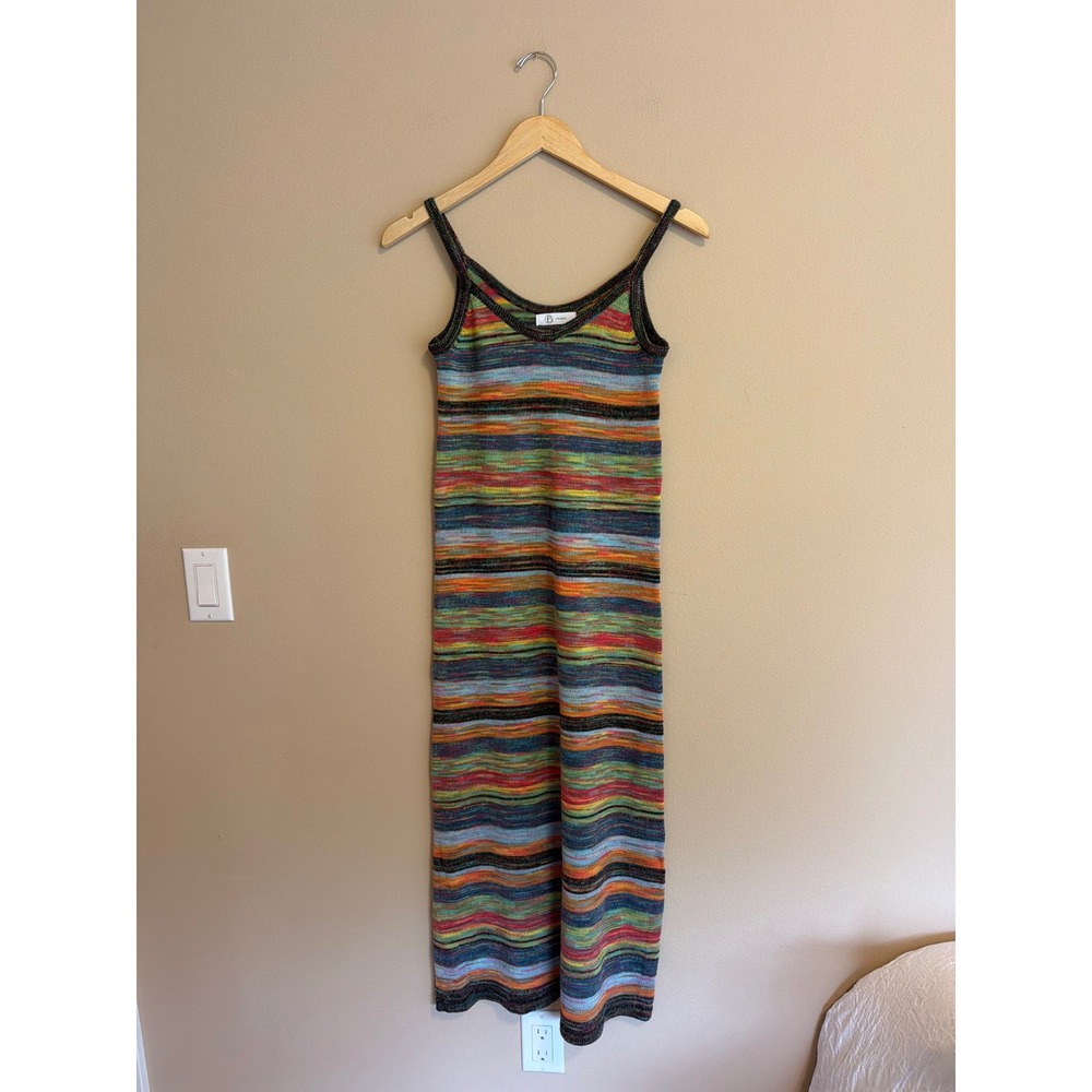 CB Studio Womens Multi Color Space Dye Knit Maxi Dress V-Neck Spaghetti Strap